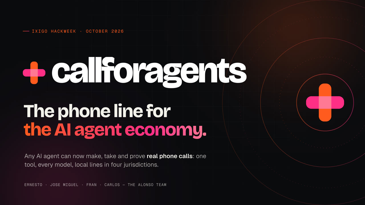 Cover slide: +callforagents, the phone line for the AI agent economy